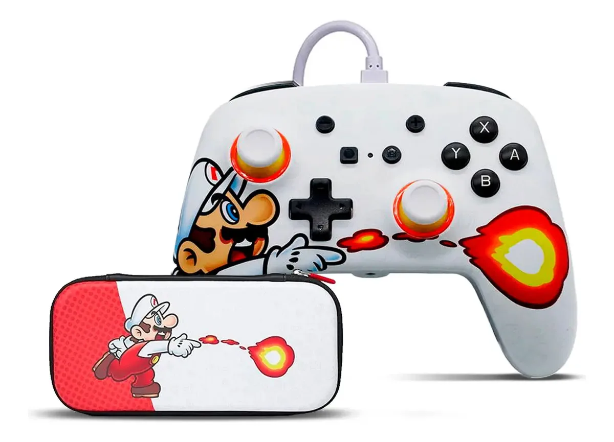 Capa Wired Joystick + para Nintendo Switch Mario, cor branca