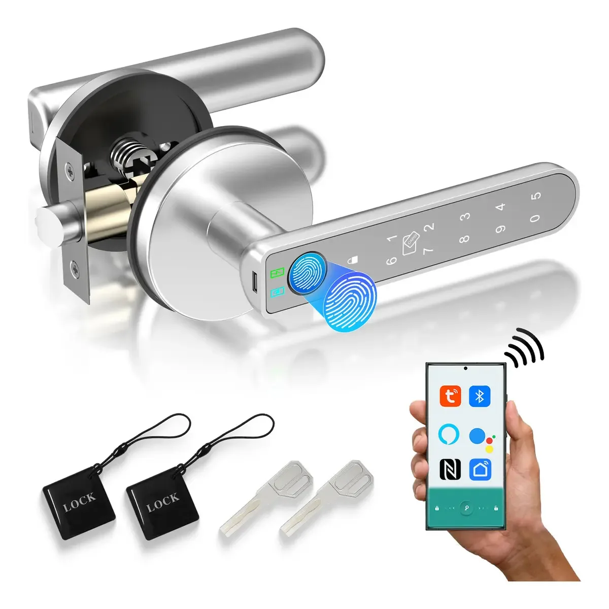 Fechaduras elétricas inteligentes digitais Foxgard Fca02-Sr cor prata