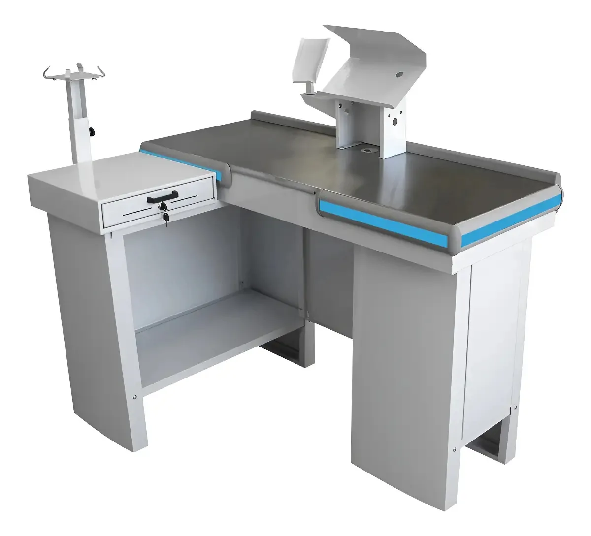 Caixa De Supermercado Kit Automação Innal 1,3m Empacotador Cor Branco Perfil Azul