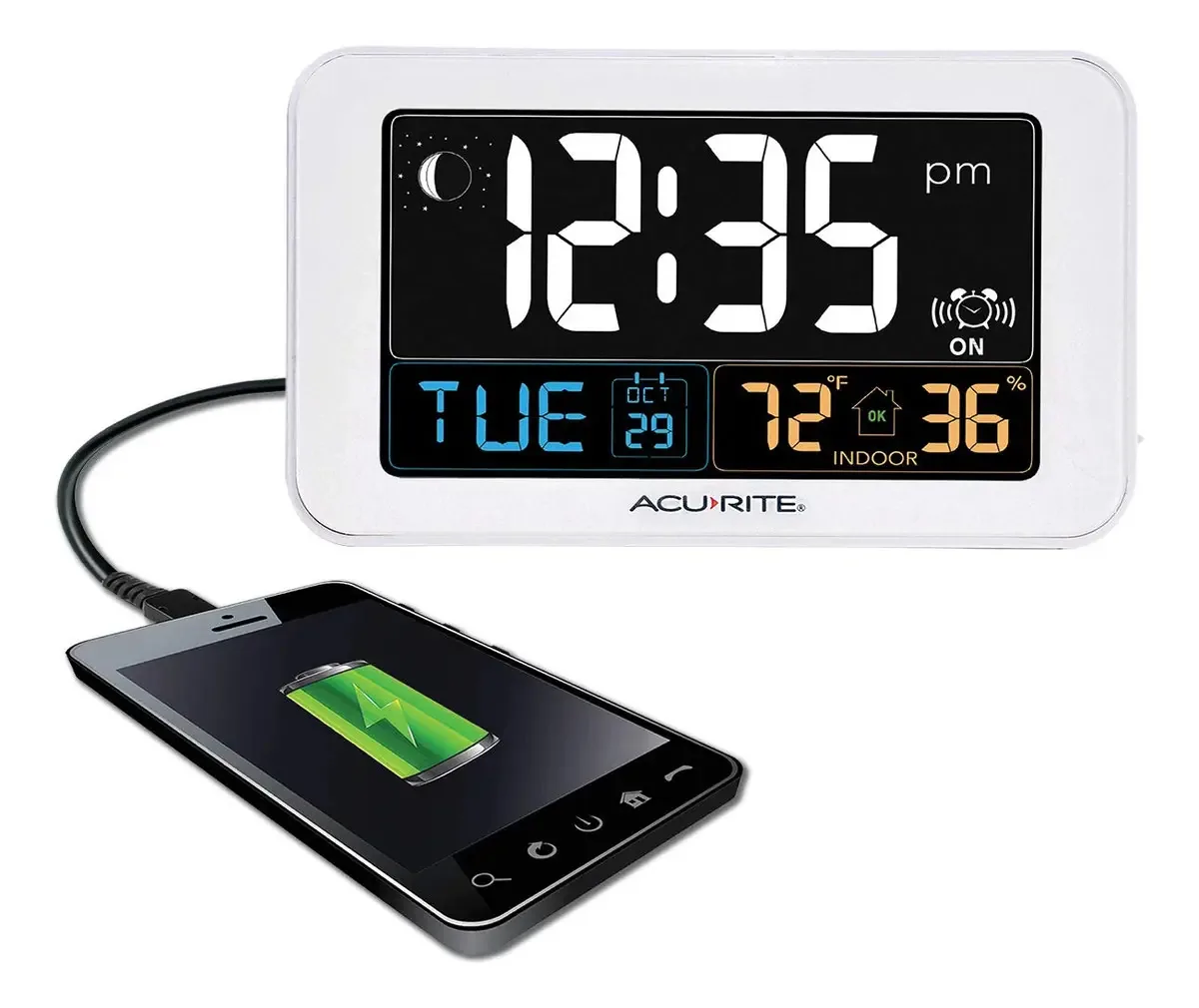 Despertador inteligente com temperatura e umidade USB