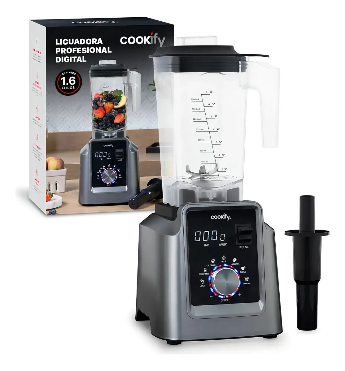 Liquidificador digital Cookify Heavy Duty, mais de 1,6 litros | 7 programas predefinidos para máxima conveniência, perfeito para smoothies, sopas e muito mais. Interface intuitiva e fácil de usar