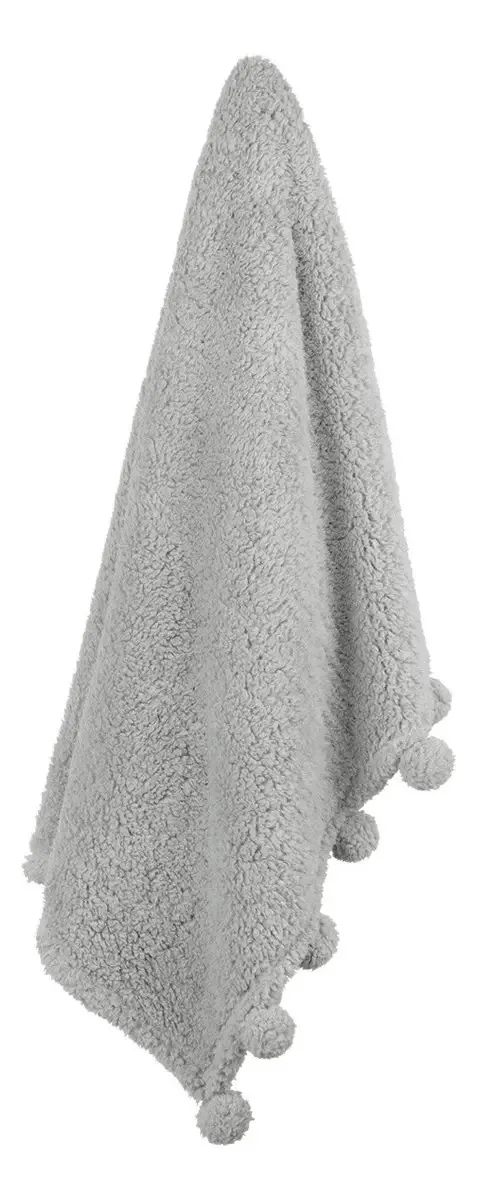 Cobertor de ovelha com pompons - Eskimo Color Meli (cinza)