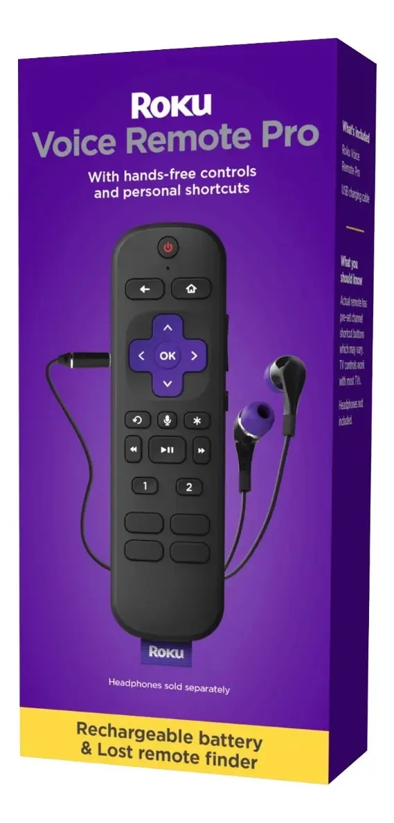 Roku Voice Remote Pro Recarregável - Rcs01r - Preto