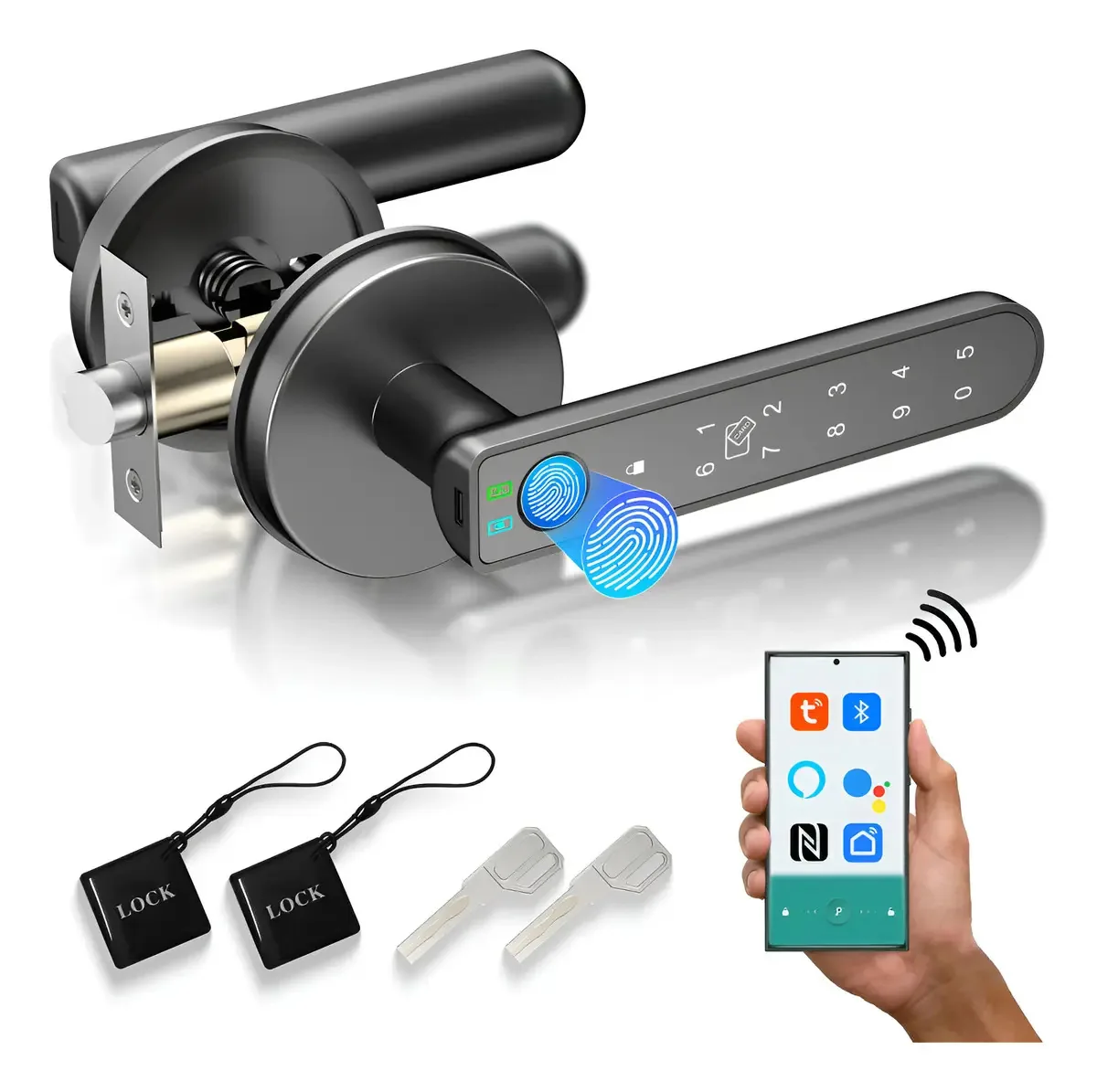 Fechaduras elétricas inteligentes digitais Foxgard FCA02-sr cor preta