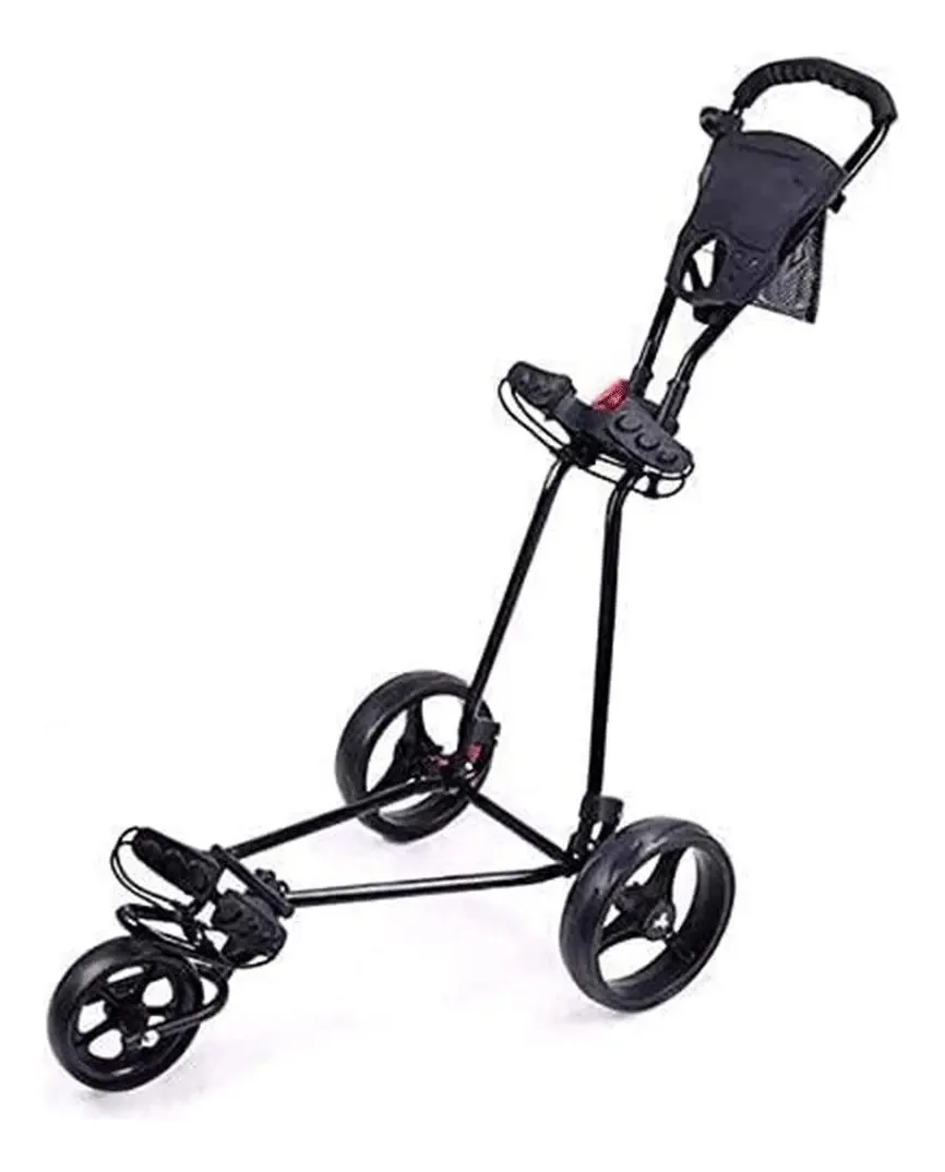 Carrinho de Golfe de 3 Rodas com Roda Dianteira Giratória 360, Um Segundo para Abrir e Fechar, Caddie de Golfe Dobrável