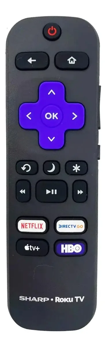 Controle de TV Sharp Roku com aplicativos Netflix Directv Go Hbo Tv+