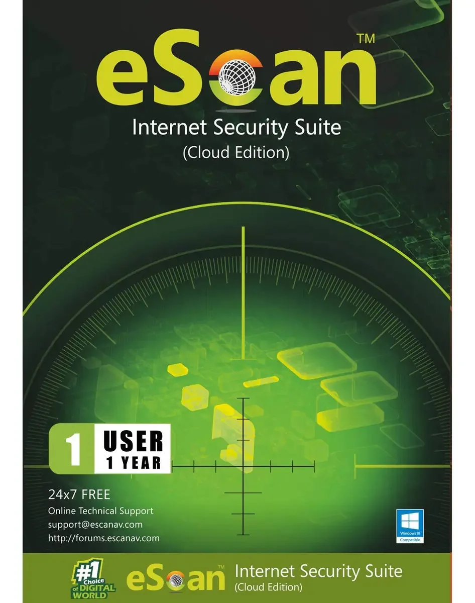 Escan Internet Security Suite com Cloud Security Software Total Antivirus para PC Proteção Ilimitada Contra Ransomware | 1 Ano e 1 PC | Máxima Segurança 2019