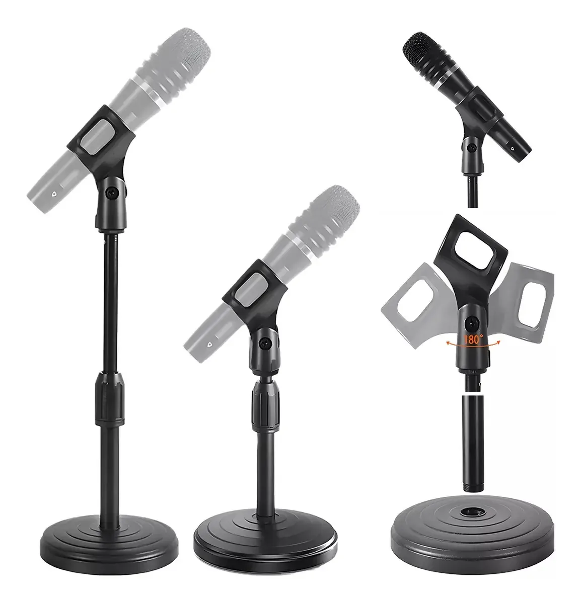 Base de suporte de microfone de metal de disco de estúdio profissional, tripé de microfone, suporte de microfone,