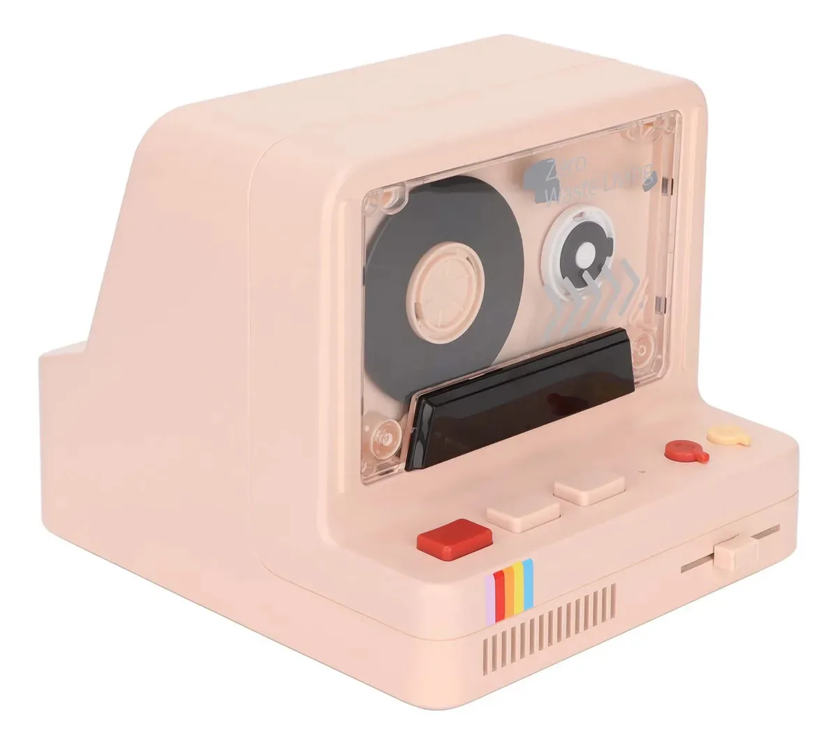 Leitor de cassetes, alto-falante de fita estéreo portátil retrô com alto-falantes magnéticos duplos, 5 modos de luz, suporte, cartão de memória, reprodução para entretenimento (azul) Cor: rosa