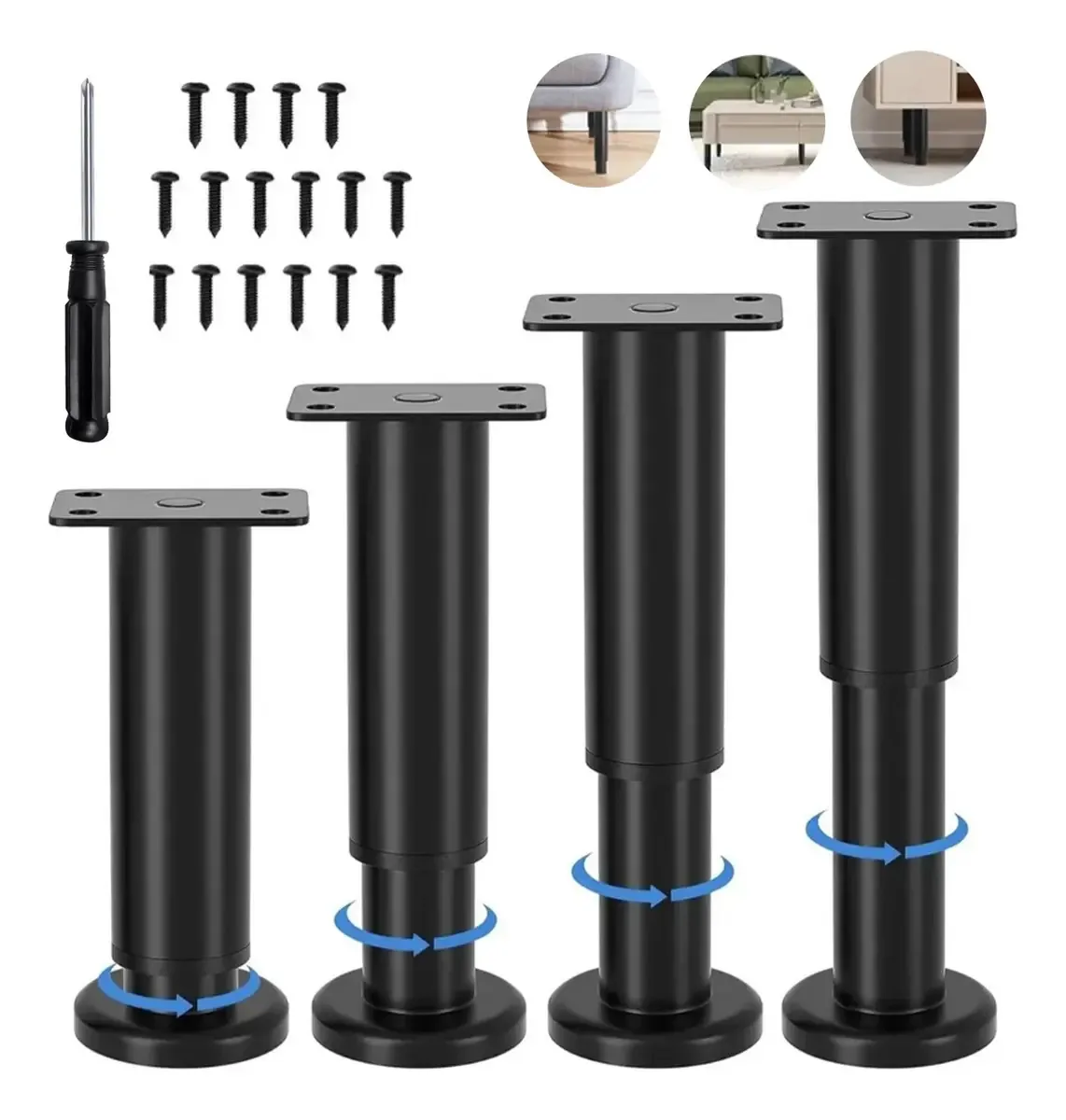 Pernas de móveis de metal ajustáveis SolHogar Prateleiras de metal de 7-11,8 polegadas Pernas de mesa Pernas de móveis