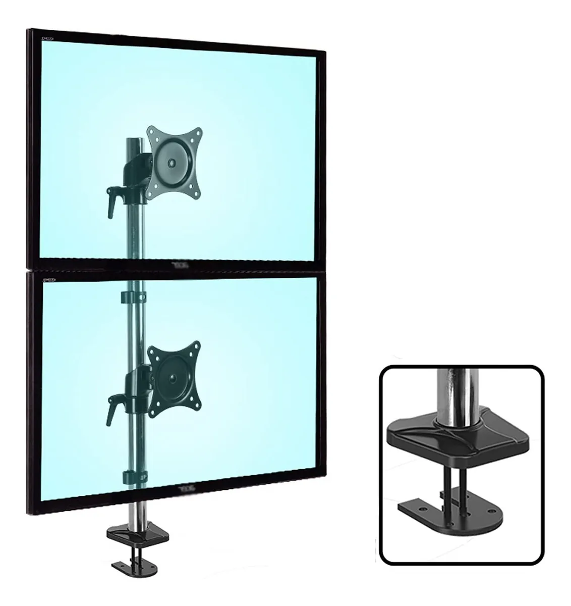 Suporte de Monitores Braço de Monitor Suporte de Monitor de Tela Dupla Suporte de Montagem de Monitor Instalado Verticalmente para Cima e para Baixo Montagem de Mesa de Monitor 17-27