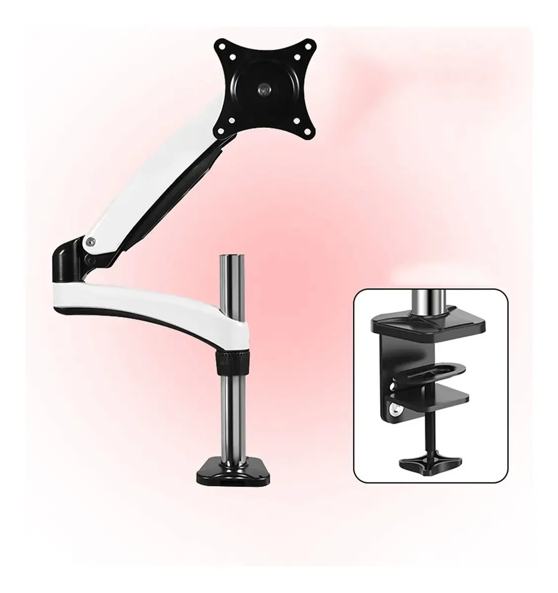 Suporte de Monitores Braço de Monitor Suporte de Monitor Único Altura Ajustável Suporte de Suporte de Monitor 15 -32 Suporte de Mesa de Monitor com Braçadeira em C e Base de Olhal, Suporta Até