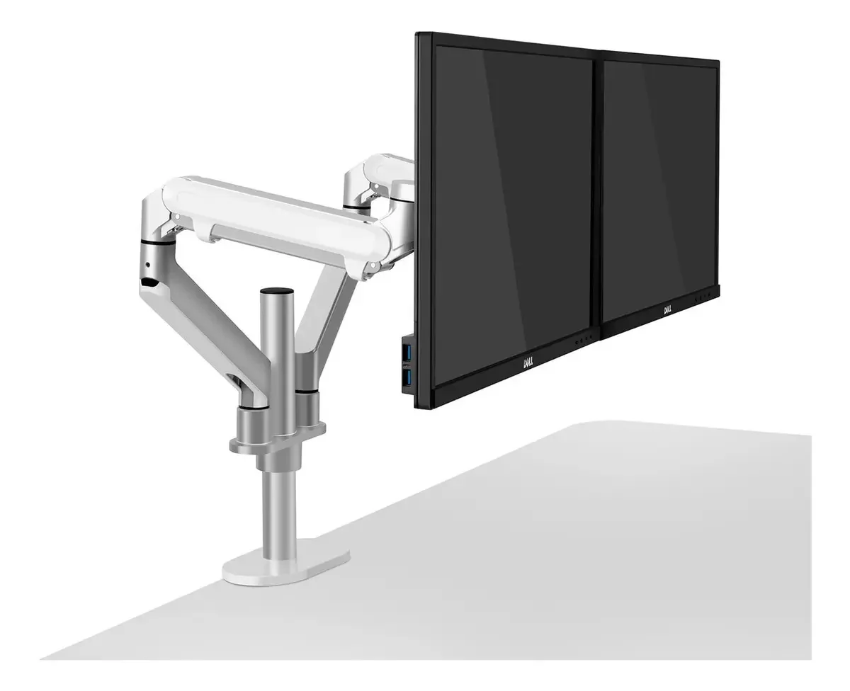Suporte de Monitores Braço de Monitor de Mesa Braço de Montagem de Monitor Duplo de 17-32 Polegadas Suporte de Monitor de Alumínio de Movimento Completo Braço de Monitor com Mola a Gás Ajustável