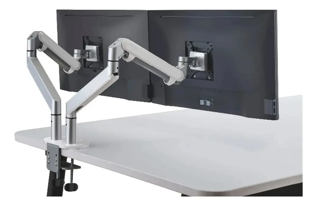 Suporte de Monitores Braço para Monitor Suporte para Monitor Duplo de 17-32, Suporte para Monitor Duplo com Mola a Gás, Braço de Alumínio para Monitor Duplo de Movimento Completo, Suporta até 17,6