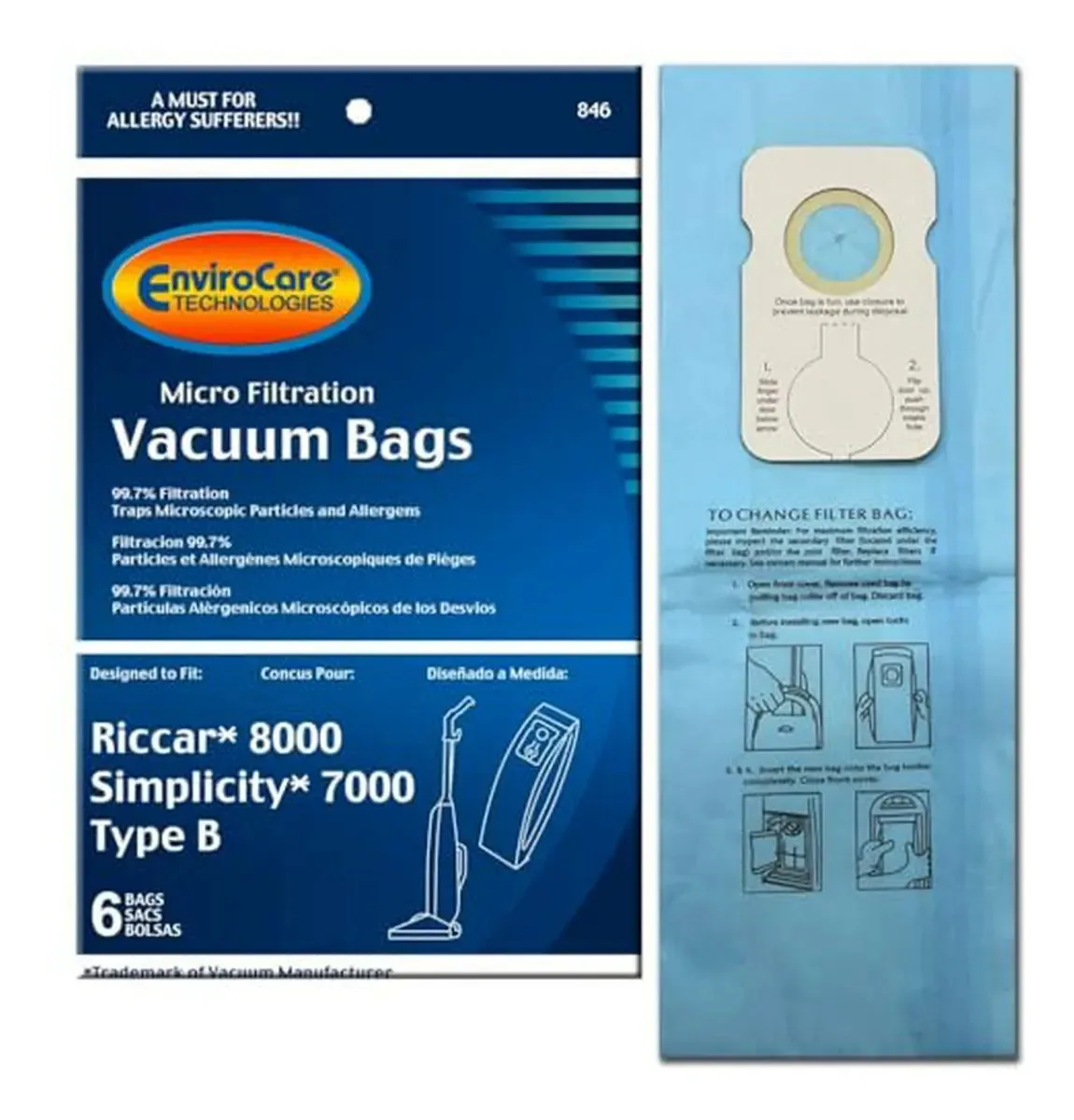 Sacos de Filtro para Aspirador Riccar 8000 e Simplicity