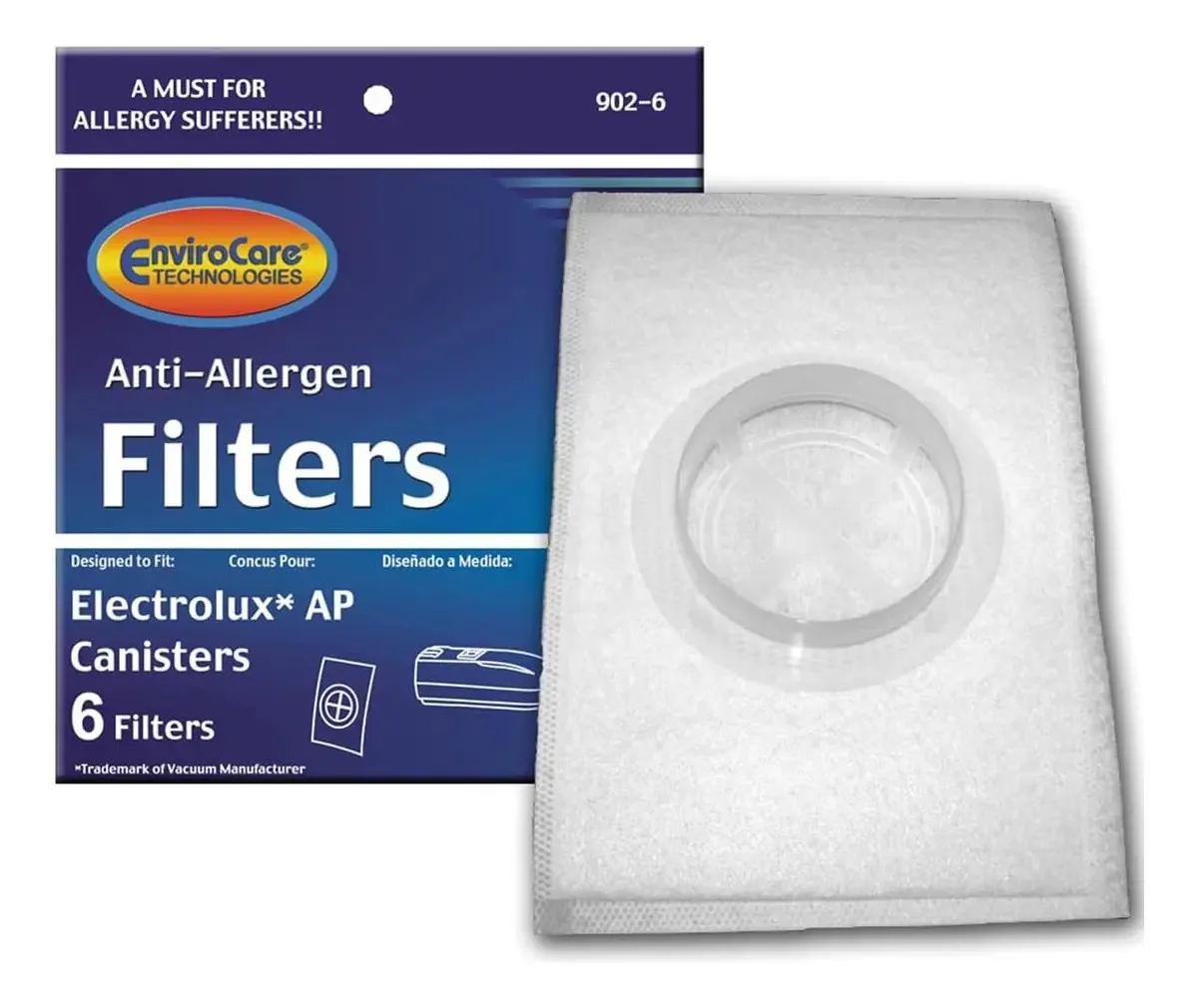 Filtros de vácuo de alérgenos de reposição Envirocare