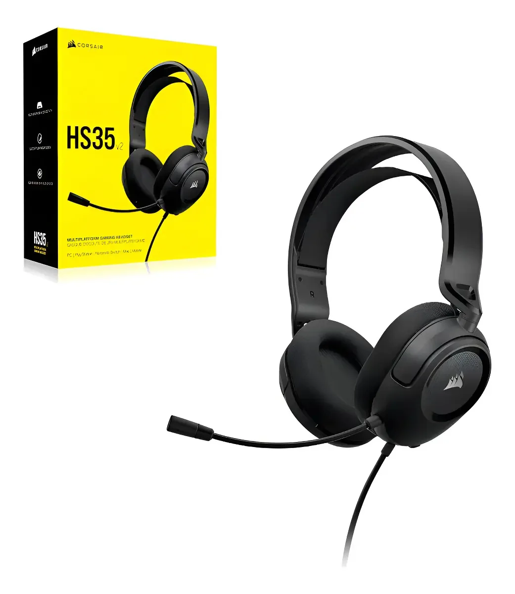 Headset Gamer Corsair HS35 V2, Multiplataforma, Drivers 50mm, Preto