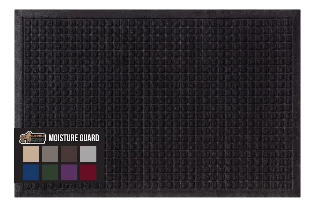 Gorilla Grip Capacho Ultra Absorvente de Água, Tamanho Grande 35x23, Retém a Sujeira e Absorve a Umidade, Resistente ao Desbotamento, Preto