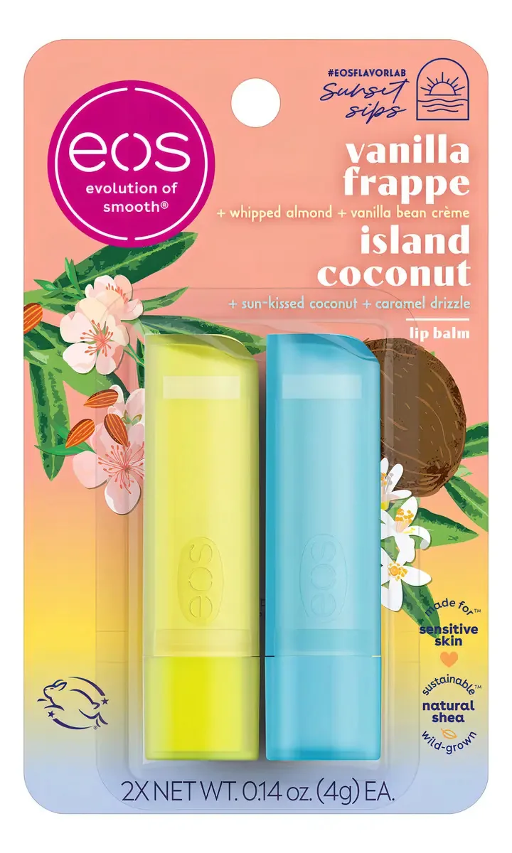 Bálsamos Labiais Eos Sunset Sips Island Coconut & Vanilla Fr