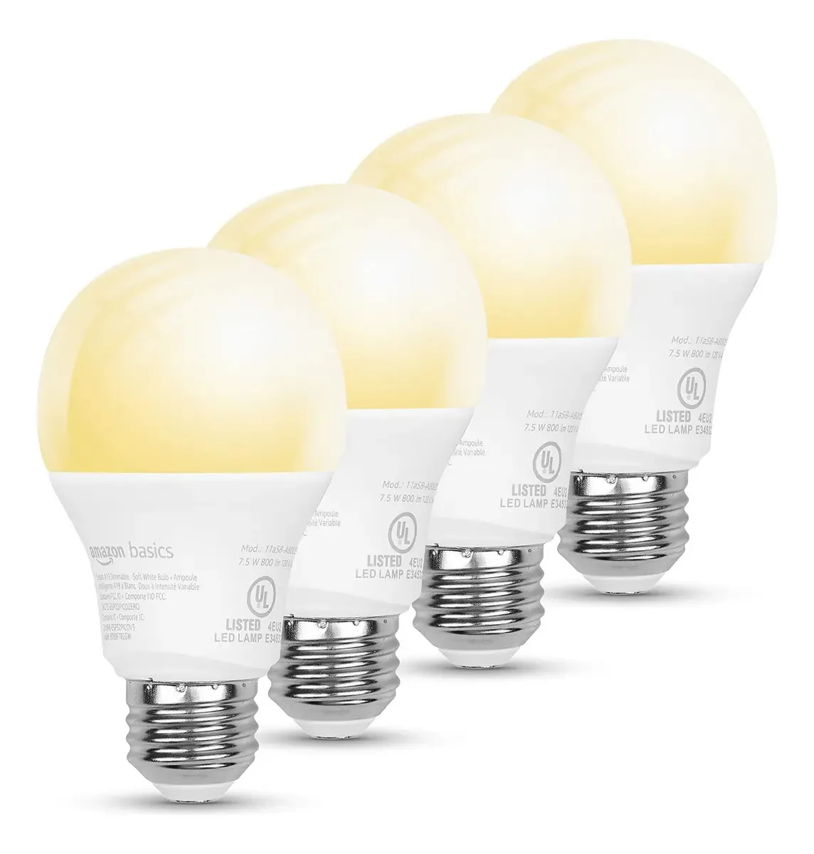 Lâmpadas inteligentes Amazon Basics, reguláveis, A19, LED