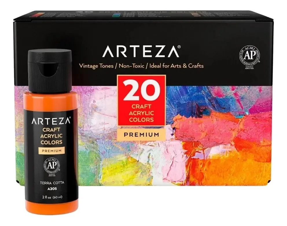20 tintas acrílicas Arteza Vintage Tone, 60 ml cada