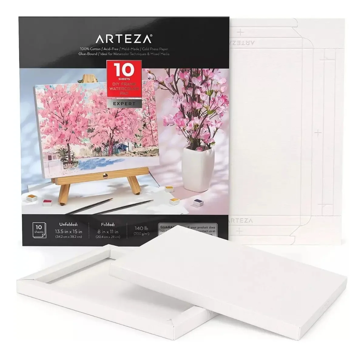 10 telas de papel dobráveis coloridas para pintura em aquarela