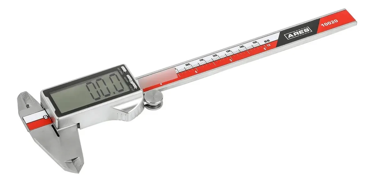 Calibrador digital de aço inoxidável Ares de 1000 polegadas com tela LCD grande, calibradores medem polegadas e milímetros, função de desligamento automático