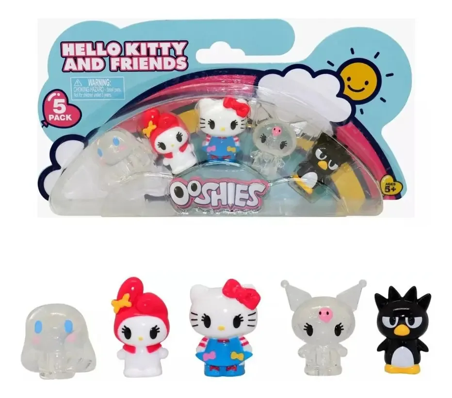 Pacote de 5 bonecos de Ooshies Hello Kitty e seus amigos