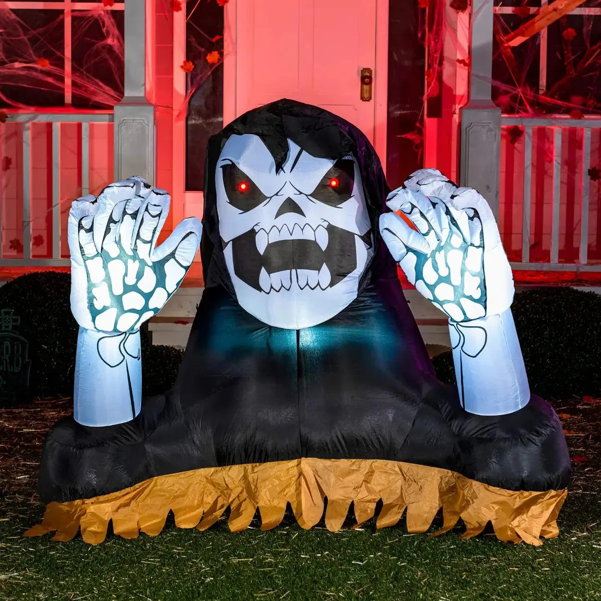 Disjuntor inflável de Halloween Joiedomi de 4 pés de altura com mãos infláveis para decoração de pátio com LEDs infláveis integrados para festas de Halloween internas e externas