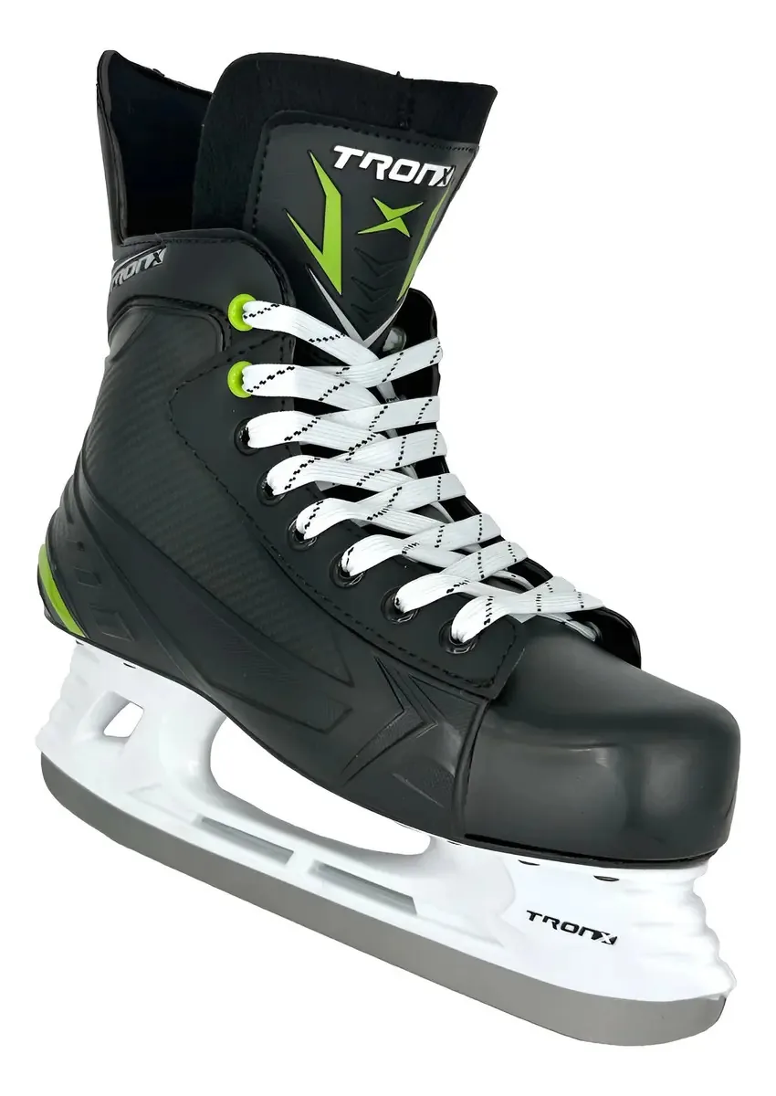 Patins de hóquei no gelo Tronx Stryker 3.0 Senior Adult Junior Kids, cor preta, skate tamanho 9 (tamanho de sapato 10-10,5)