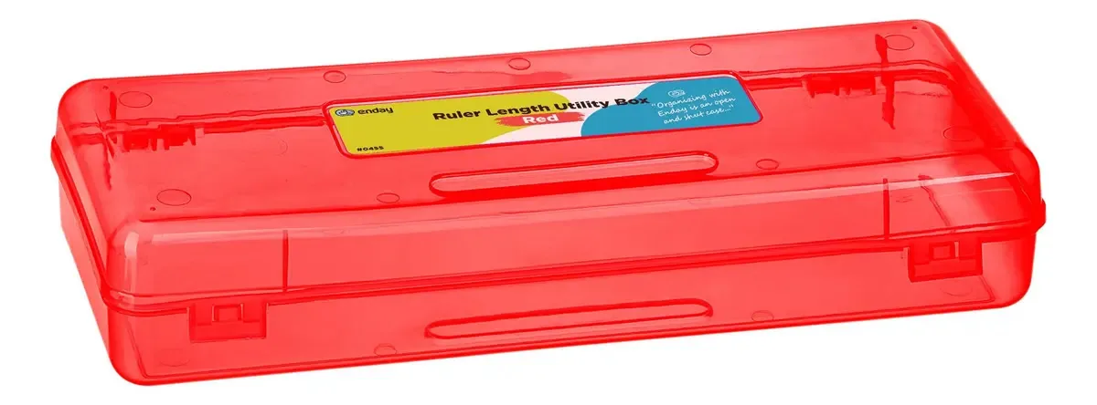 Estojo de lápis vermelho Enday, estojo de plástico