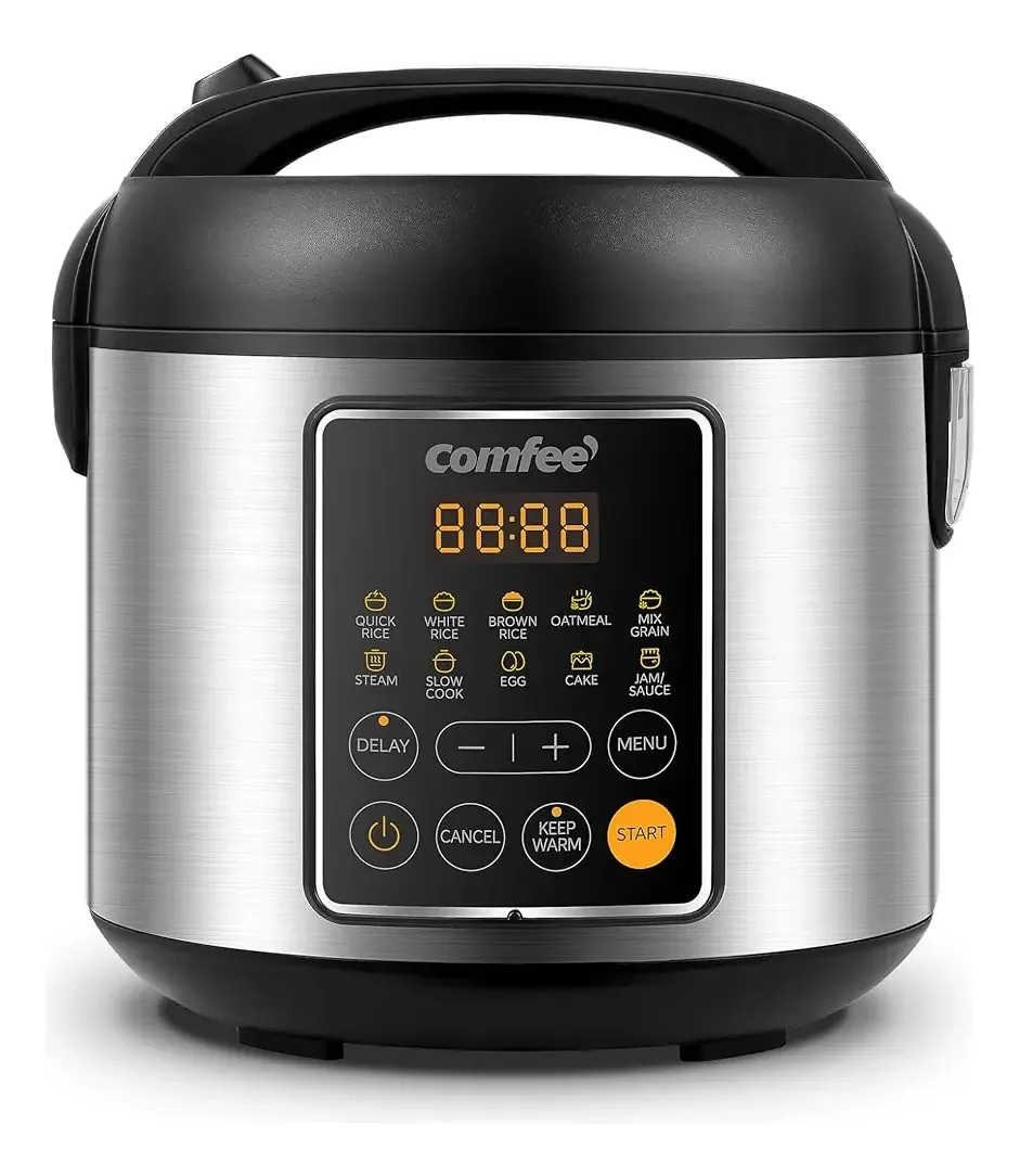 Panela de arroz Comfee, 4 xícaras, 10 programas, preta compacta