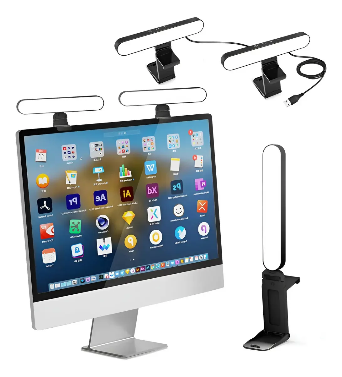 Iluminação LED para videochamadas com suporte ajustável