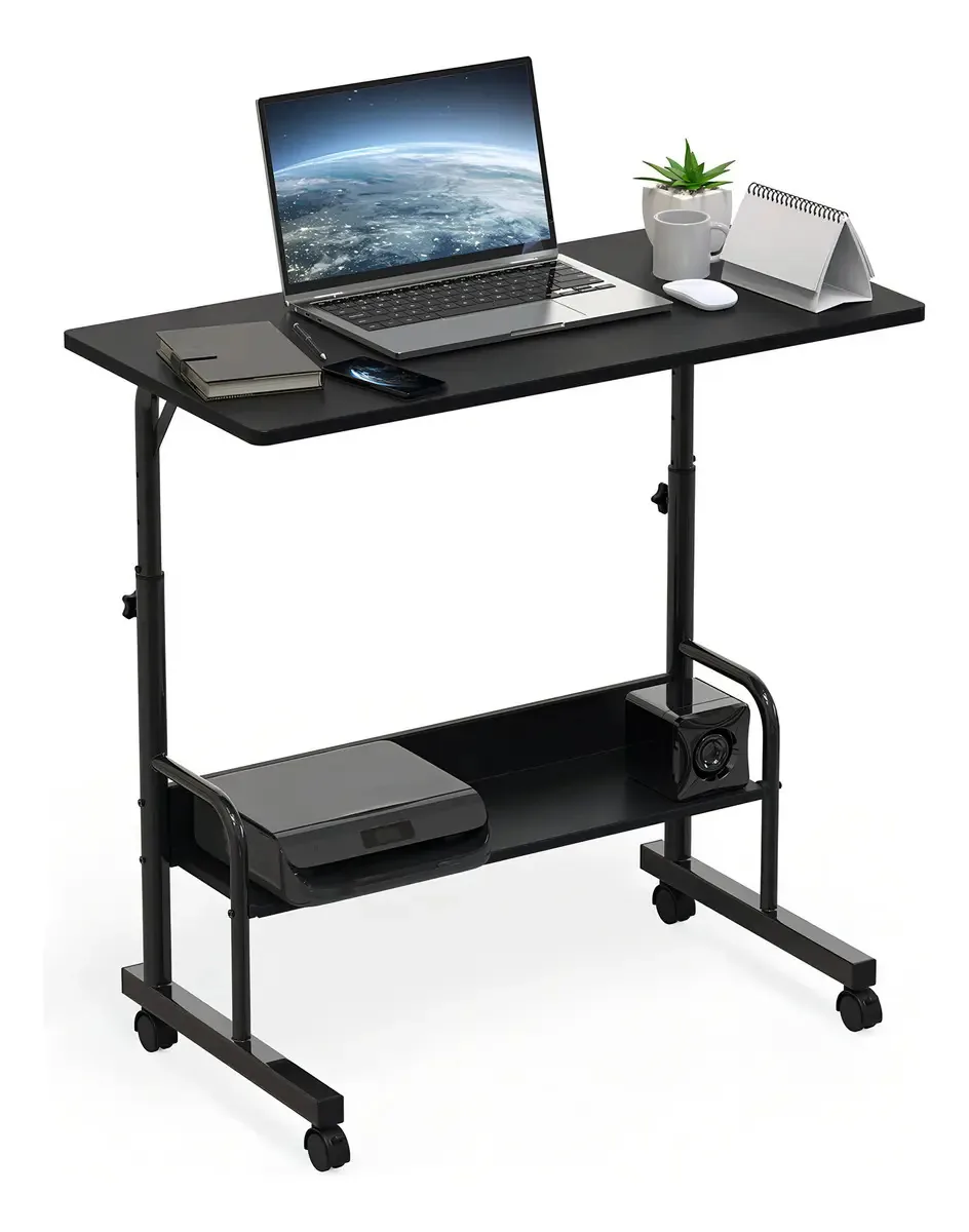 Mesa de pé móvel ajustável Shw, preta