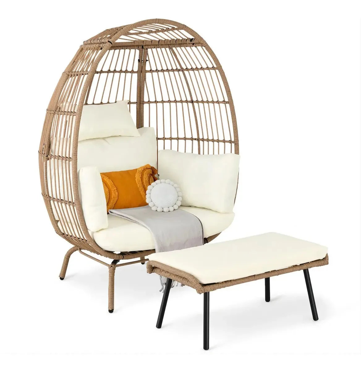 Cadeira de jardim Yitahome Mayihny8qu, cor bege, design liso, 1 corpo com apoios de braços