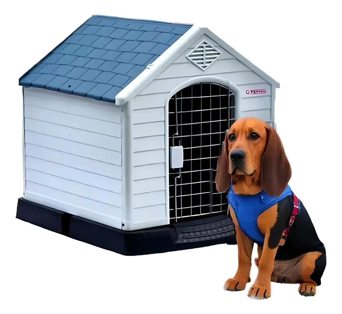 Casa de cachorro ao ar livre de plástico de aço azul de raça pequena Lider