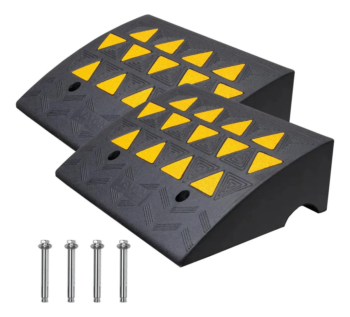 Almofada triangular Vevor Two Rubber Curb Ramp, cor preta