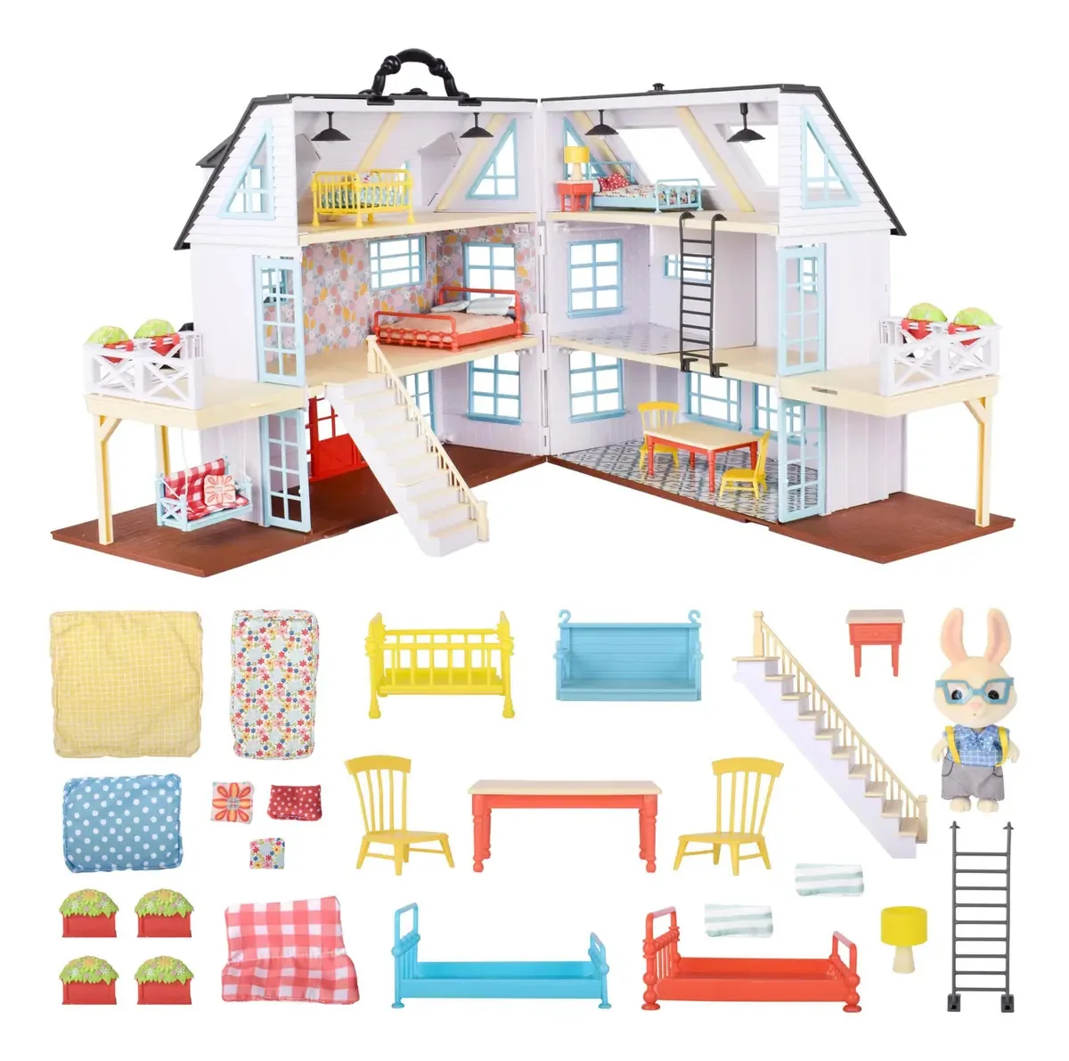 Conjunto de casa de bonecas com boneca e móveis 25