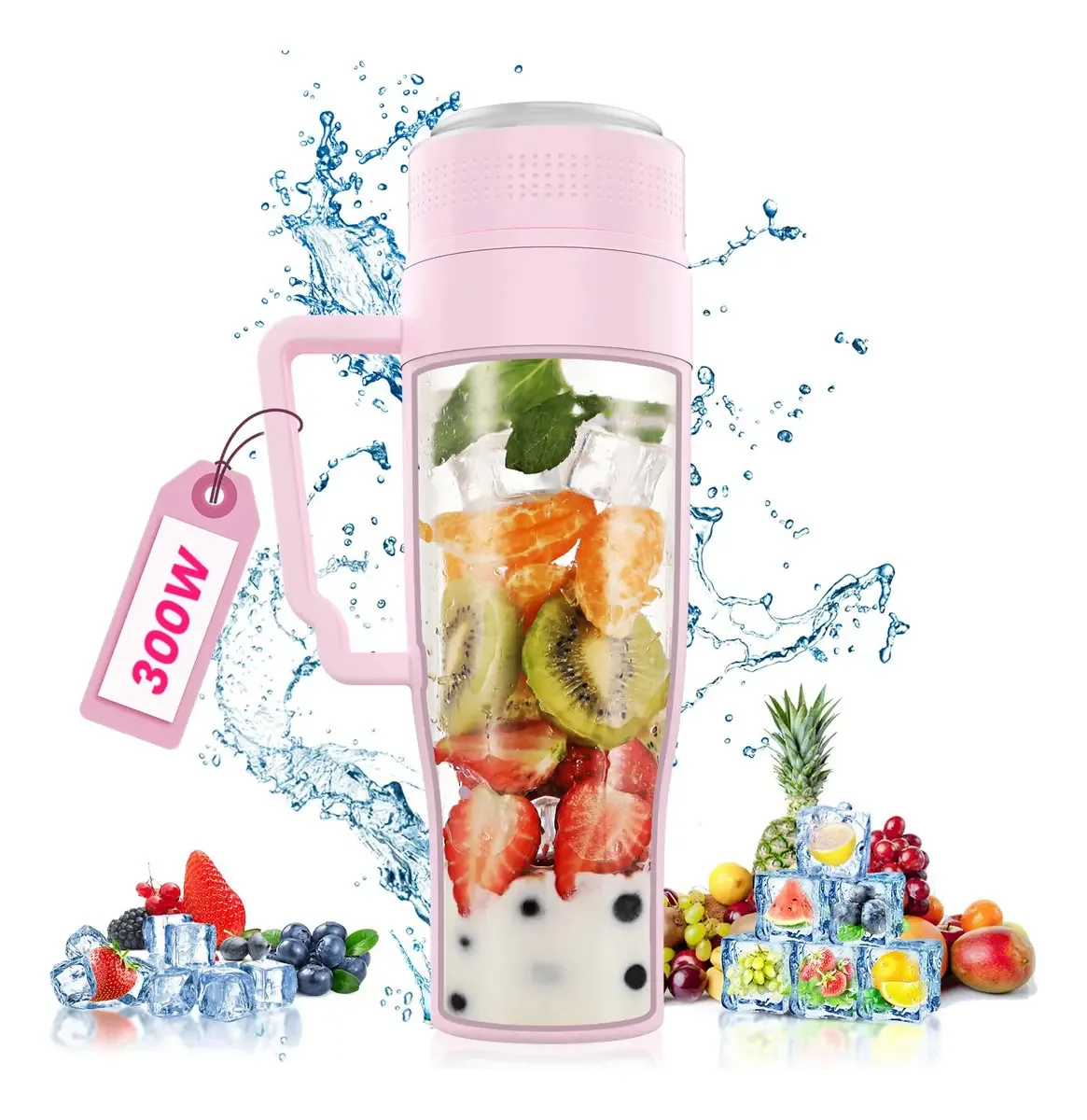 Liquidificador portátil Moko 300 W, 650 ml, 6 lâminas, sem B