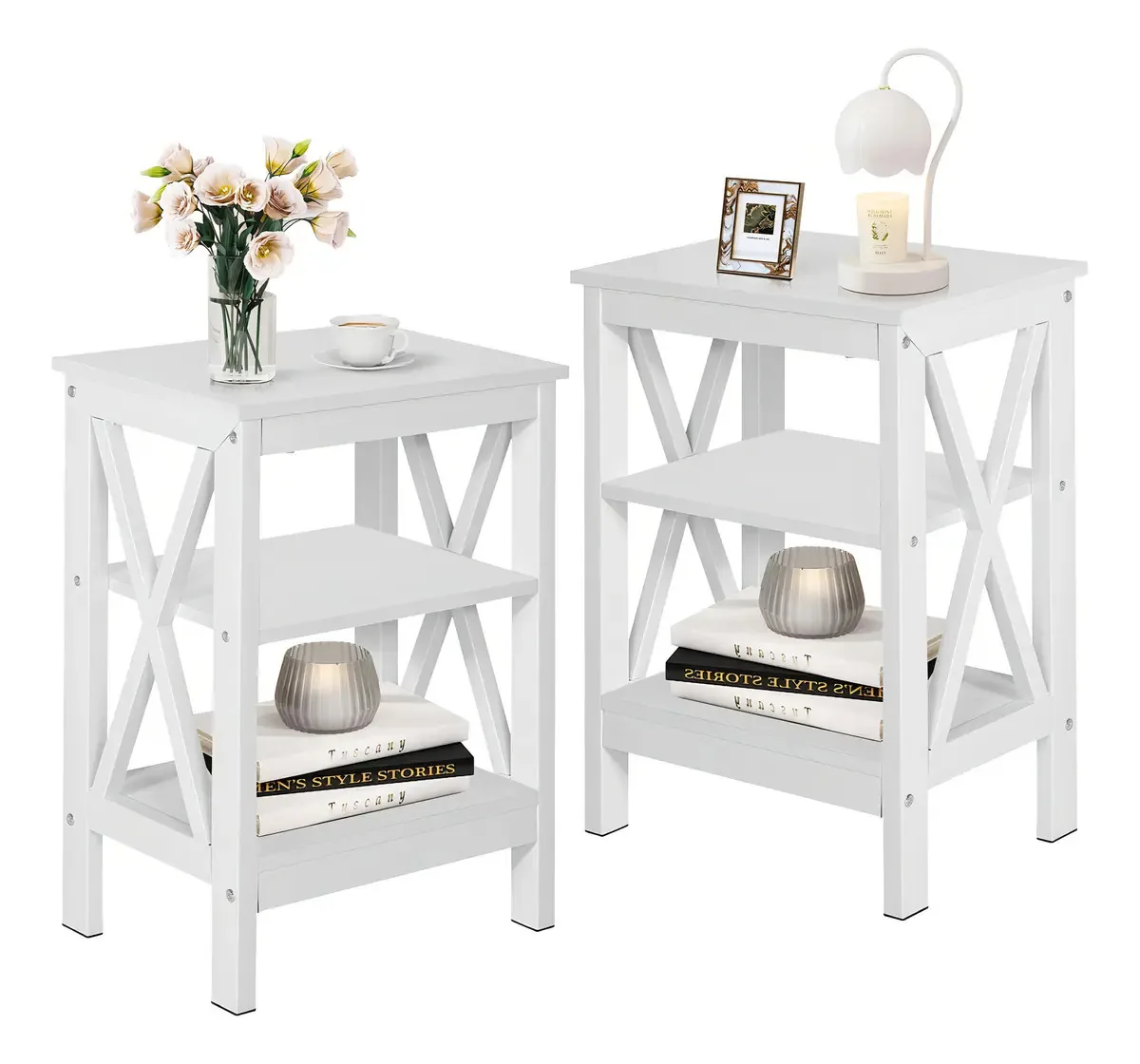 Mesas de cabeceira modernas Vecelo X-design MDF Branco Fosco