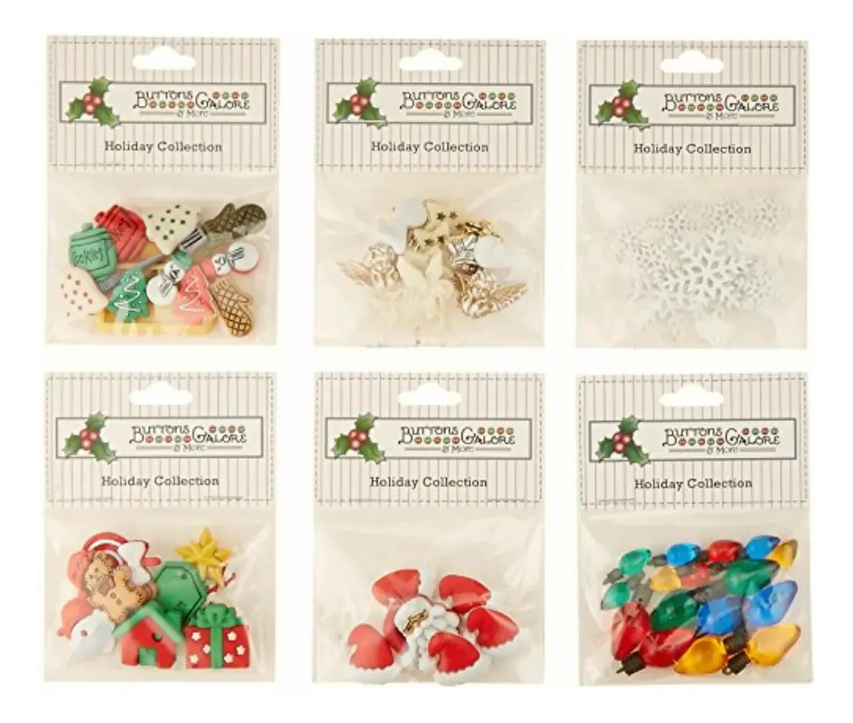 Conjunto de 6 botões Buttons Galore And More Christmas