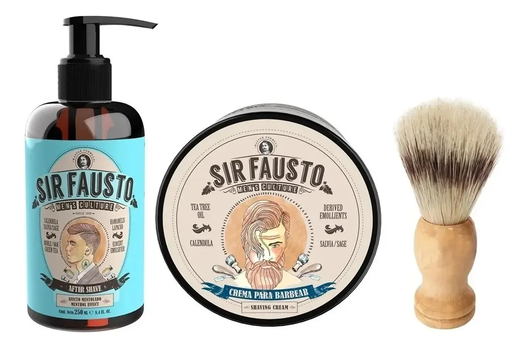 Creme de barbear Sir Fausto+Kit de barbear para barbear + Pincel