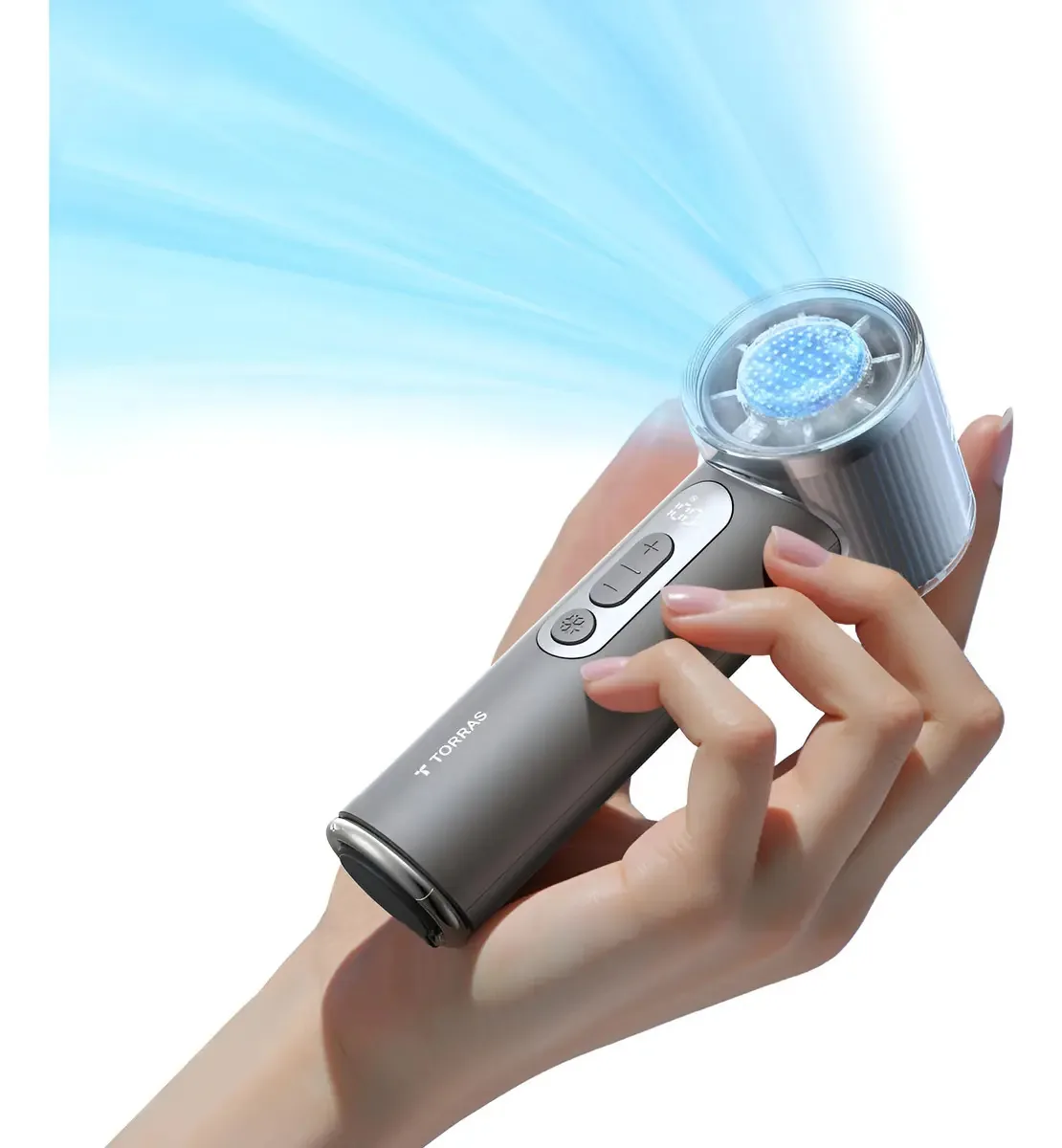 Toalhas de ventilador portáteis Coolify Iva com refrigerador de gelo 5000mah de carvão vegetal de cor marfim