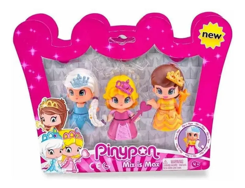 Conjunto original Caff Edu com 3 bonecos Pinypon Princesses