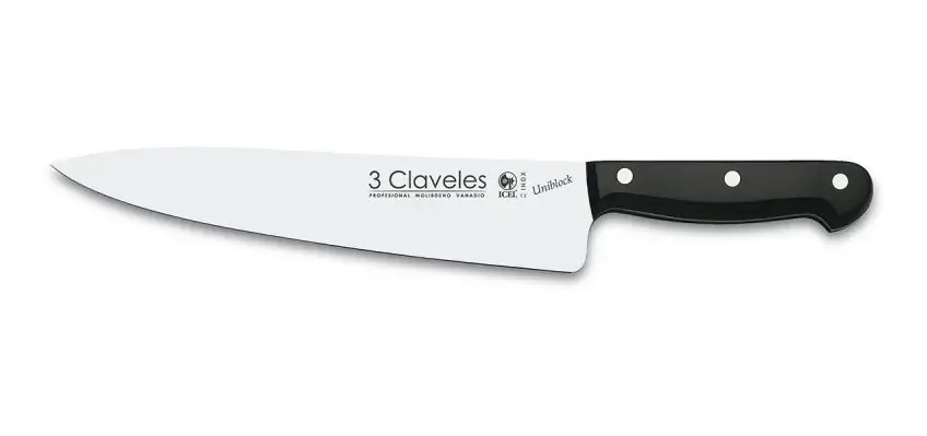 Faca Chef Chef 25 cm | Unidade de formato de venda com texto colorido unibloco de 3 cravos