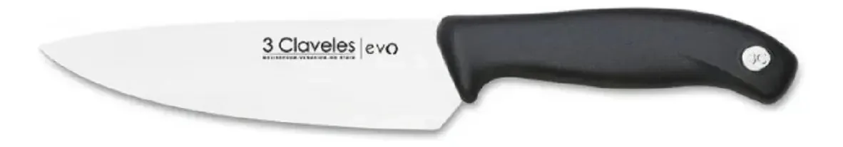 Faca de cozinha Chef Chef Chef 15 cm, aço, 3 cravos, cor Evo, preta