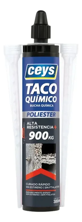 Bloco de ancoragem químico de alta resistência 900 kg, cinza, cura rápida