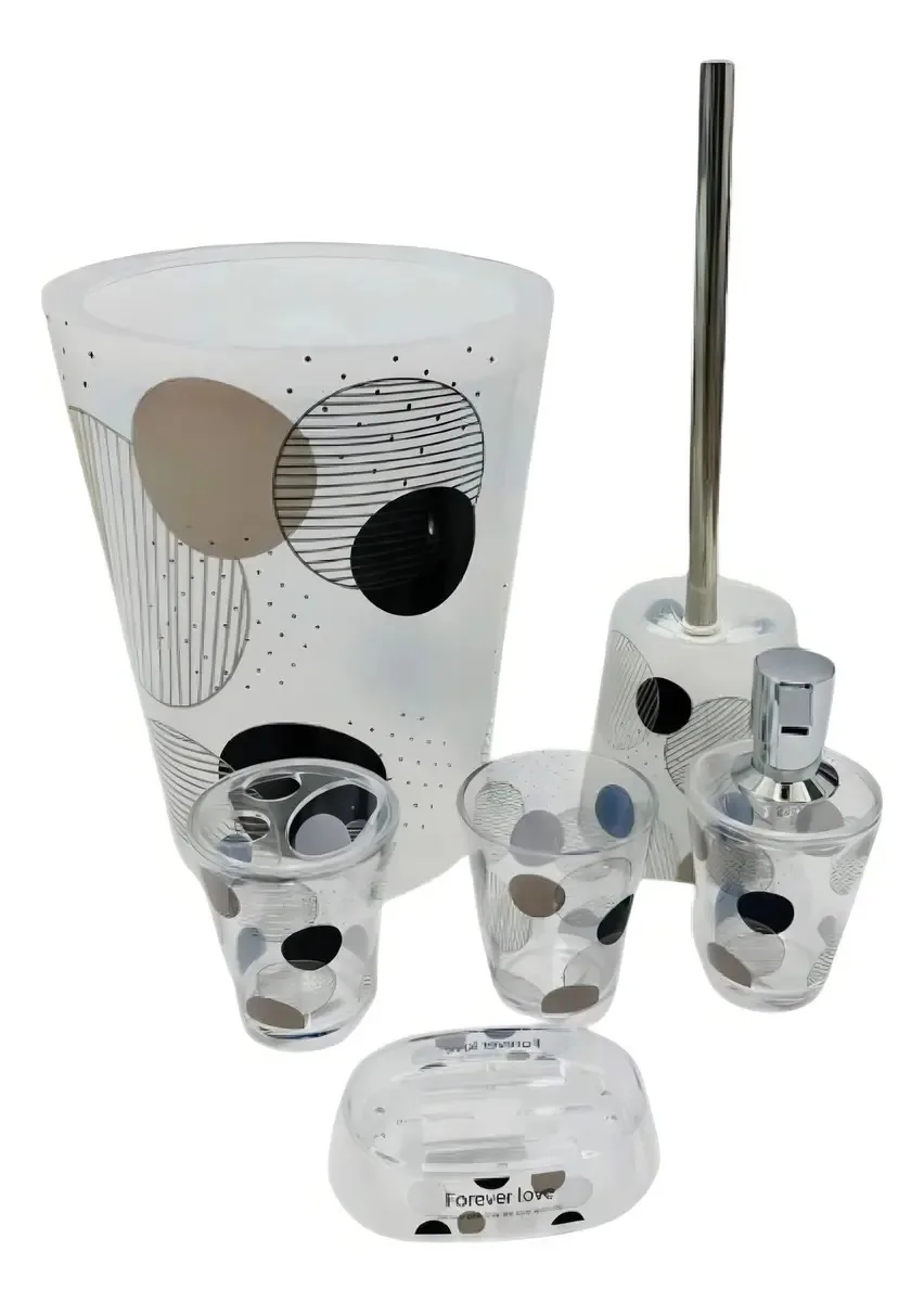 Conjunto de 6 peças, acessórios de banheiro, acessórios de banheiro. Cor Multicolor