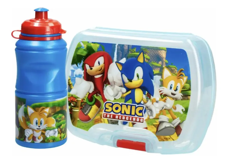 Recipiente para sanduicheira Sonic de 2 unidades e garrafa de café da manhã