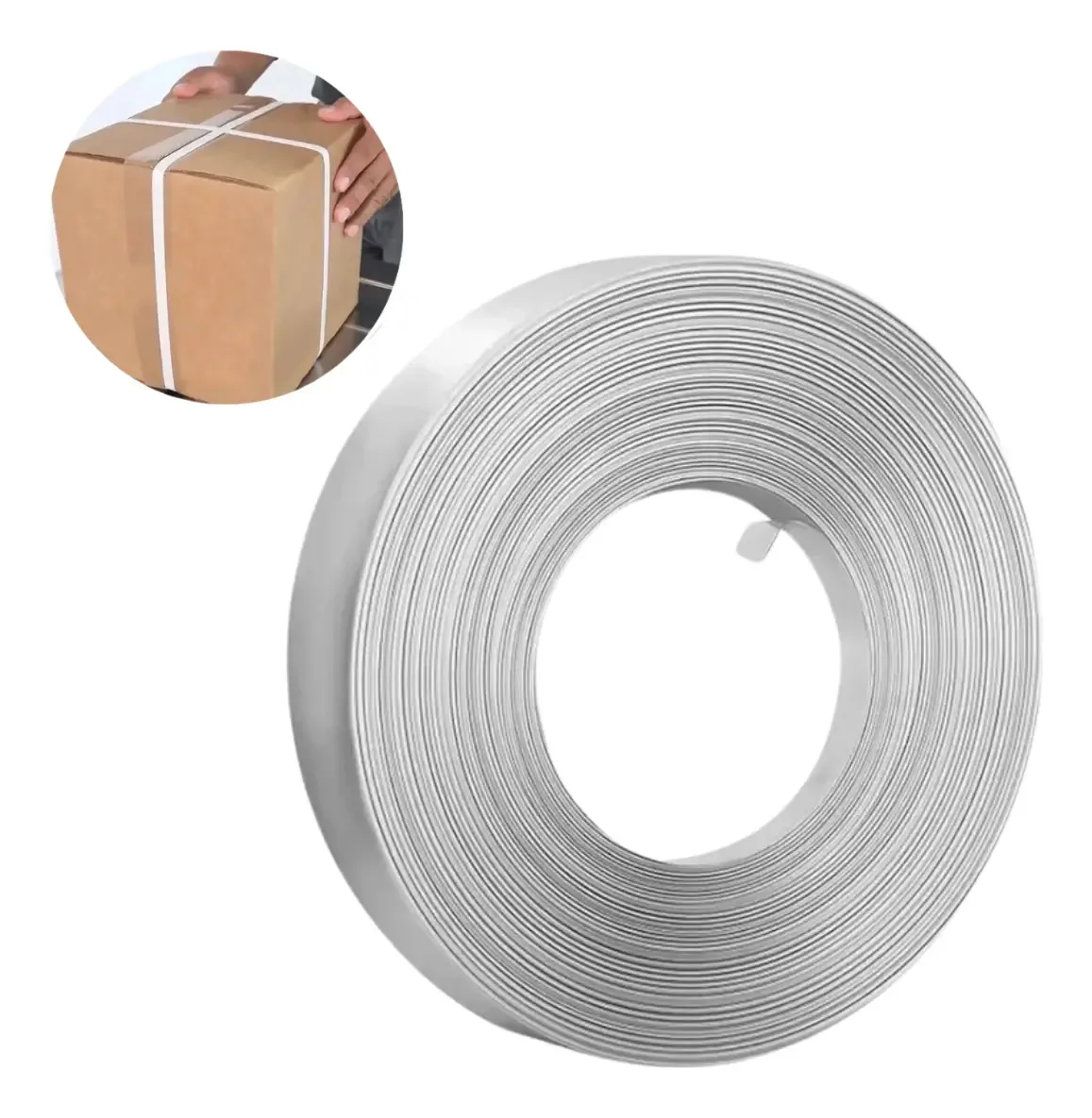 50 metros de pulseira de plástico, embalagem de 1,2 mm, ganchos industriais, cor branca